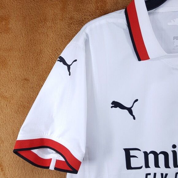 Puma ACM Mens Large White AC Milan Emirates Fly Better Soccer Futbol Jersey $140 - Picture 2 of 13
